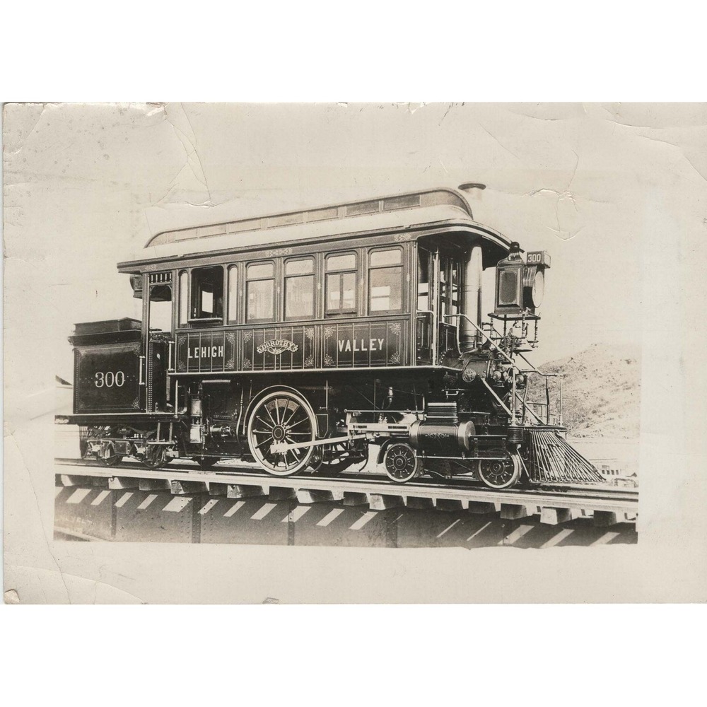 Antique Lehigh Valley 300 Dorothy Steam Locomotive Train Photograph 1884 7x5